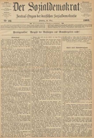 No 22. Sonntag, 29. Mai. 1881.
