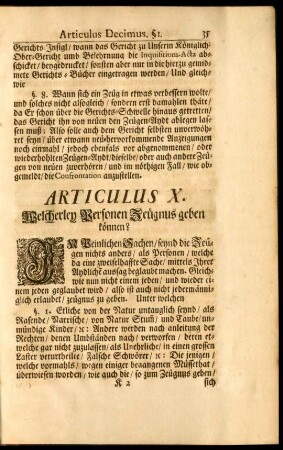 Articulus X. Welcherley Personen Zeugnus geben können?