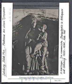Salzburg, Städt. Museum: Madonna aus einem Tympanon, 1. H. 13. Jhd.