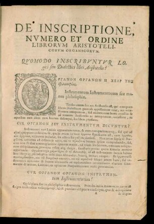 De Inscriptione, Numero Et Ordine Librorum Organicorum.