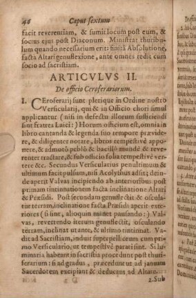 Articvlvs II. De officio Ceroferariorum.