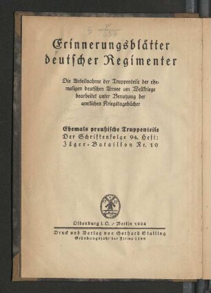 [1], H. 94: Das Jäger-Bataillon Nr. 10