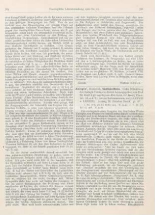786-788 [Rezension] Zwingli, Huldreich, Sämtliche Werke. Bd. I u. II