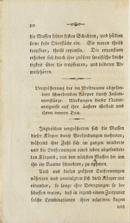 Vergrößerung der im Weltraume abgesondert schwebenden Körper durch Zusammenstürze