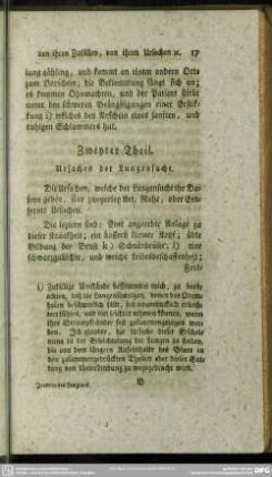 Zweyter Theil. Ursachen der Lungensucht