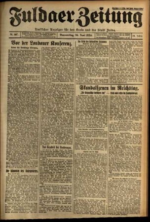 Erste Ausgabe vom Donnerstag, den 26. Juni 1924.