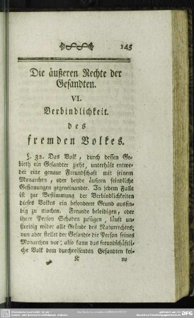 VI. Die äußeren Rechte der Gesandten