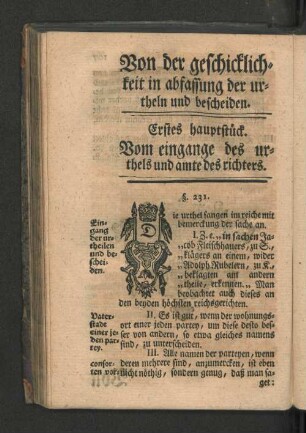 [Erstes hauptstück. - Fünftes hauptstück.]