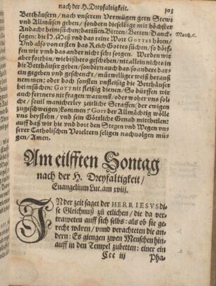 Am eilfften Sontag nach der H. Dreyfaltigkeit, Euangelium Luc. am xviij.