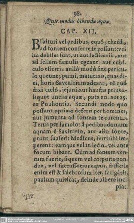 Quis modus bibendae aquae. Cap. XII.
