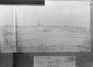 Skizze des Ortes und der Ruine Fellin von Südosten