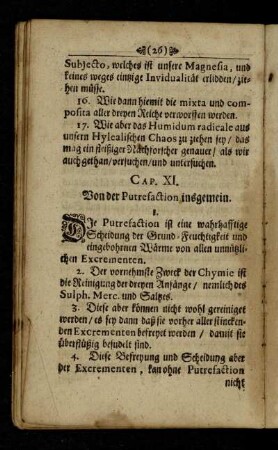 Cap. XI. Von der Putrefaction insgemein