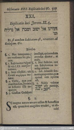 XXI. Expicatio loci Jerem. XL. 5.