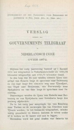 Verslag ... over het jaar 1872