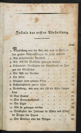 Inhalt der ersten Abtheilung