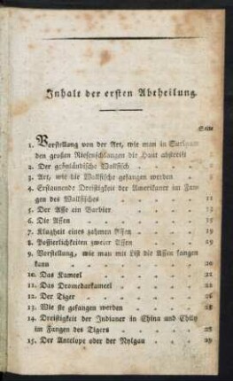 Inhalt der ersten Abtheilung