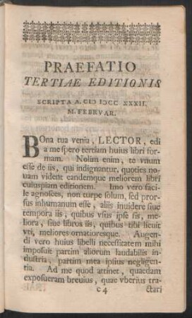 Praefatio Tertiae Editionis