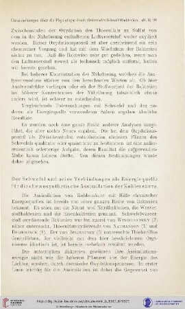 Der Schwefel und seine Verbindungen als Energiequelle für die chemosynthestische Assimilation der Kohlensäure
