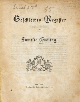 Geschlechts-Register der Familie Böcking