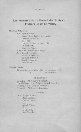Le Comité, le Bureau et les membres