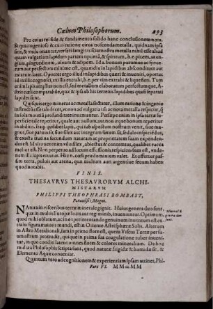 Thesaurus Thesaurorum Alchimistarum Philippi Theophrasi Bombast, Paracelsi Magni