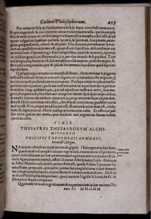 Thesaurus Thesaurorum Alchimistarum Philippi Theophrasi Bombast, Paracelsi Magni