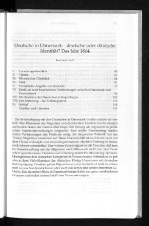 Deutsche in Dänemark : deutsche oder dänische Identität? Das Jahr 1864