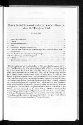 Deutsche in Dänemark : deutsche oder dänische Identität? Das Jahr 1864