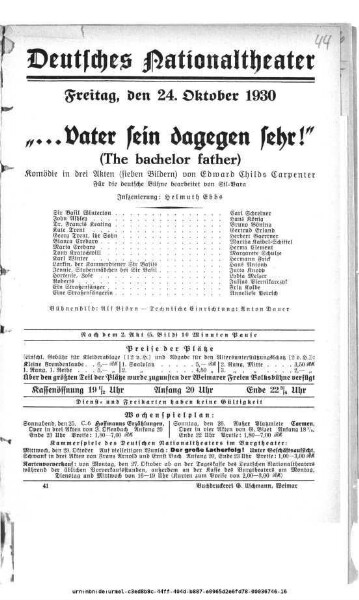 "... Vater sein dagegen sehr!" (The bachelor father)