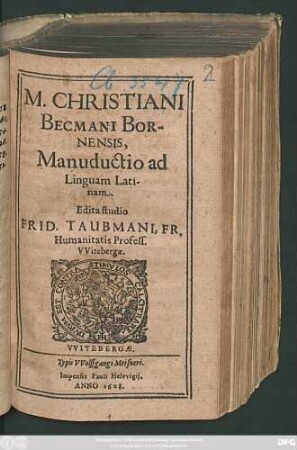 M. Christiani Becmani Bornensis Manuductio ad Linguam Latinam