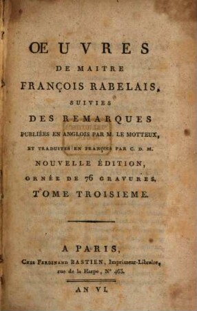 Oeuvres De Maitre François Rabelais, 3