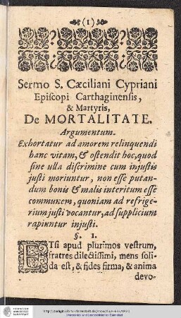 Sermo S. Caeciliani Cyriani Episcopi Carthaginensis, ...