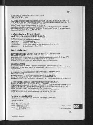 Aufbaustudium Krininologie und Kontaktstudium Kriminologie