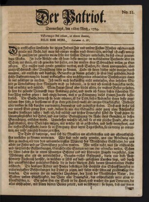 No. 11. Donnerstags, dem 16den Mertz, 1724