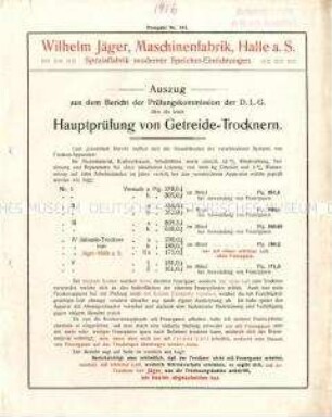 Auszug aus dem Bericht der Prüfungskommission der Deutschen Landwirtschafts-Gesellschaft über Getreide-Trockner