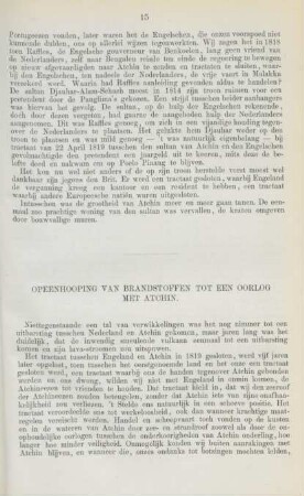 Opeenhooping van brandstoffen tot een oorlog met Atchin