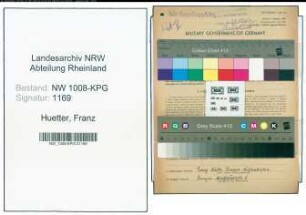 Entnazifizierung Franz Huetter , geb. 30.01.1899 (Metzger)
