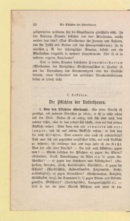 7. Lektion. Die Pflichten der Unterthanen