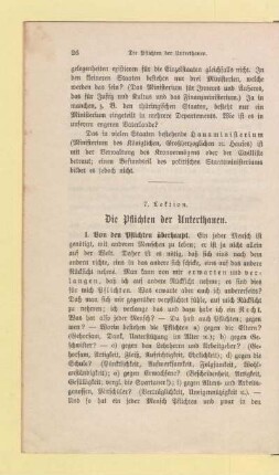 7. Lektion. Die Pflichten der Unterthanen