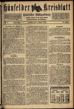 Zweite Ausgabe vom Dienstag, den 06. Januar 1925.