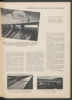 Iniciación de una gran obra nacional : Riego y energía hidraulica, proyecta la Dirección de Hidrografía