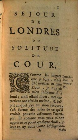 Sejour de Londres, ou Solitude de cour