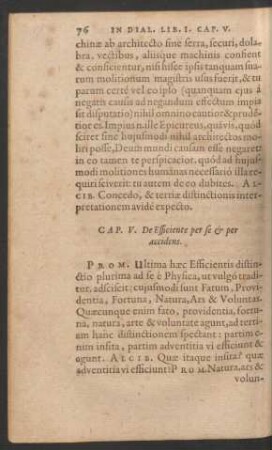 Cap. V. De Efficiente per se et per accidens.