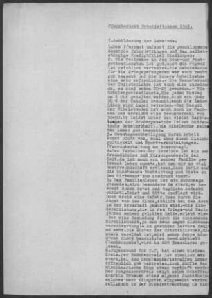 Unterjettingen mit Sindlingen: Pfarrbericht 1948