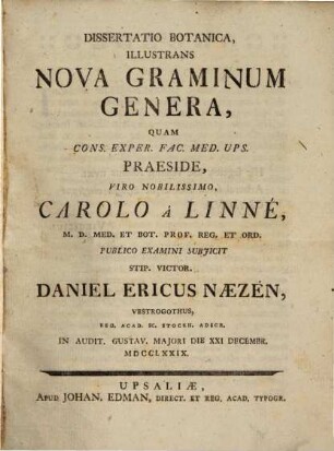 Diss. botan. illustrans nova graminum genera