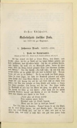 Erster Abschnitt. Musterbeispiele deutscher Prosa