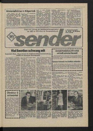 Betriebszeitung 'WF-Sender', Nr.45/1989 (2. Novemberausgabe 1989)