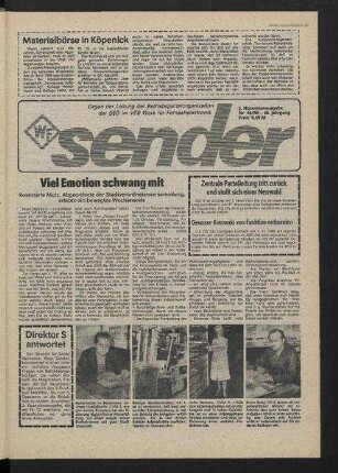 Betriebszeitung 'WF-Sender', Nr.45/1989 (2. Novemberausgabe 1989)