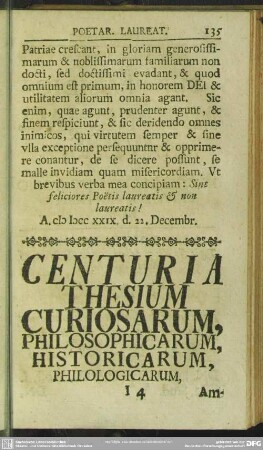 Centuria Thesium Curiosarum, Philosophicarum, Historicarum, Philologicarum, ...