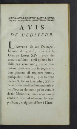 Avis de l'éditeur.